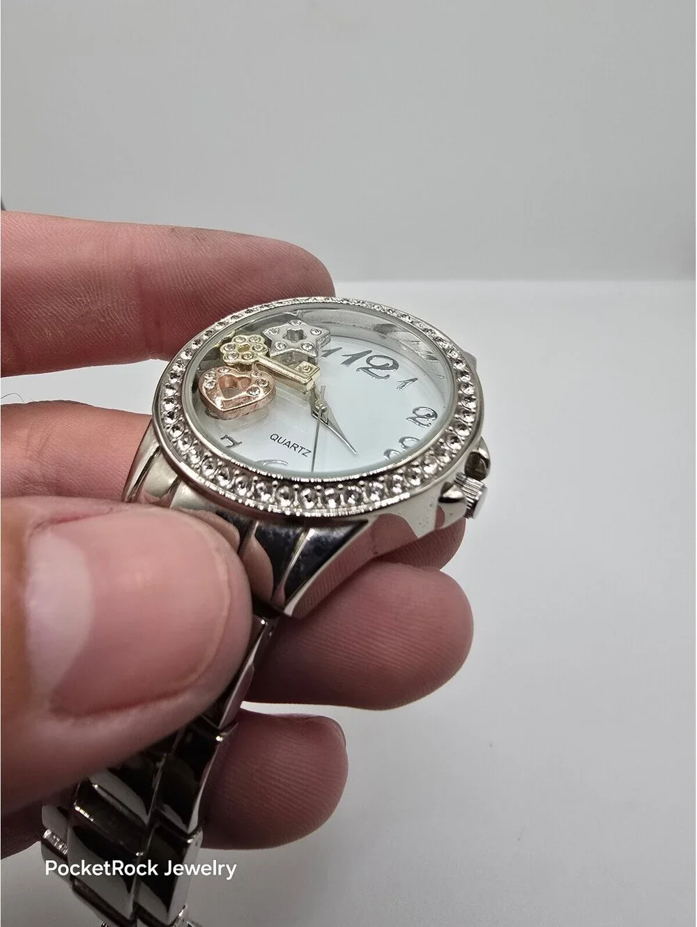 BWC Women’s Quartz Analog Watch White Dial Diamond Accent Silver Bracelet